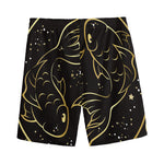 Gold And Black Pisces Sign Print Men's Sports Shorts