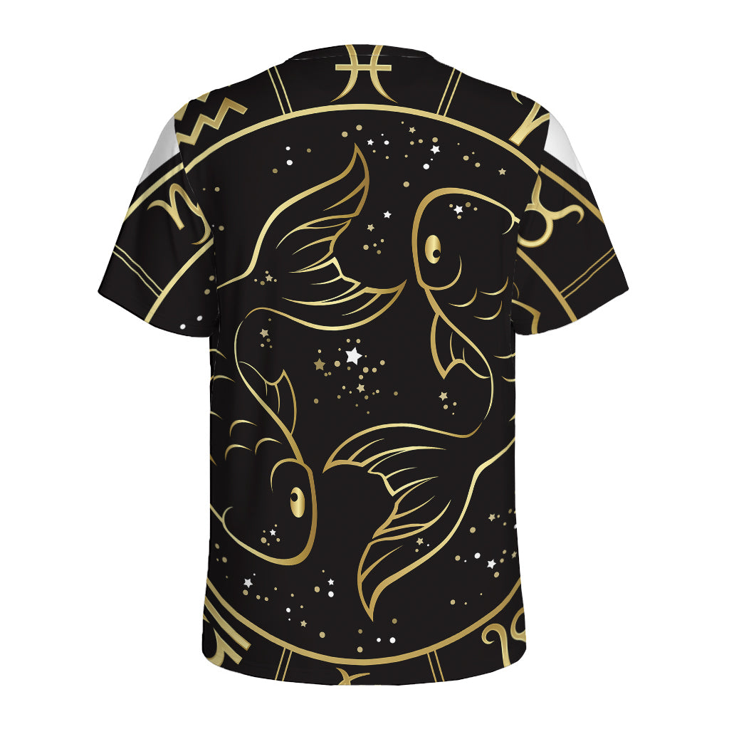 Gold And Black Pisces Sign Print Men's Sports T-Shirt