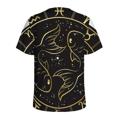 Gold And Black Pisces Sign Print Men's Sports T-Shirt