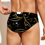 Gold And Black Pisces Sign Print Men's Swim Briefs