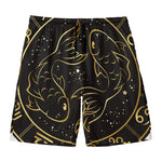 Gold And Black Pisces Sign Print Men's Swim Trunks