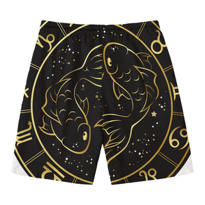 Gold And Black Pisces Sign Print Men's Swim Trunks