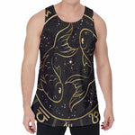 Gold And Black Pisces Sign Print Men's Velvet Tank Top