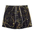 Gold And Black Pisces Sign Print Mesh Shorts