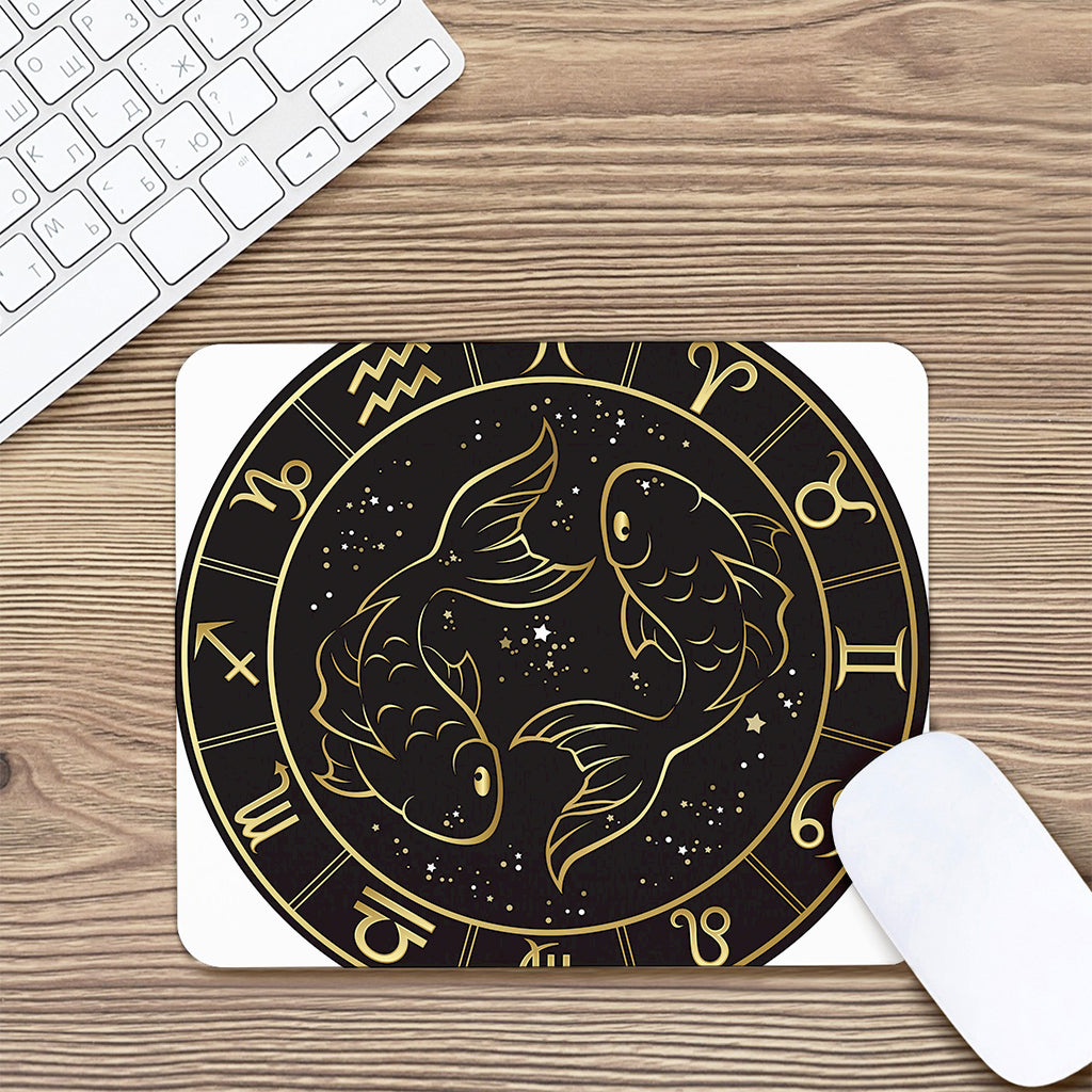 Gold And Black Pisces Sign Print Mouse Pad