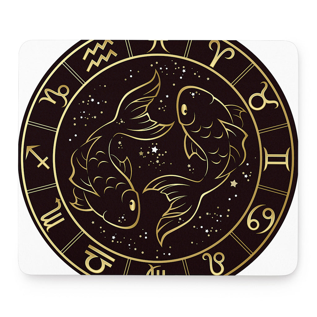 Gold And Black Pisces Sign Print Mouse Pad