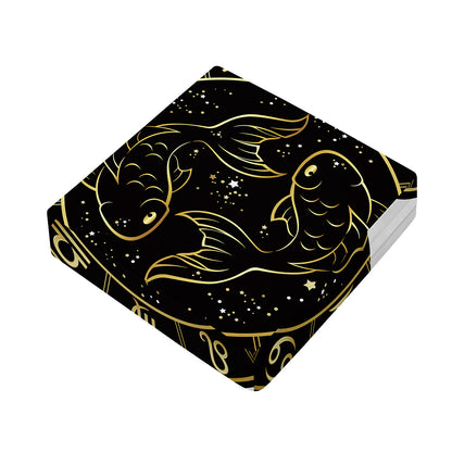 Gold And Black Pisces Sign Print Outdoor Seat Cushion Cover