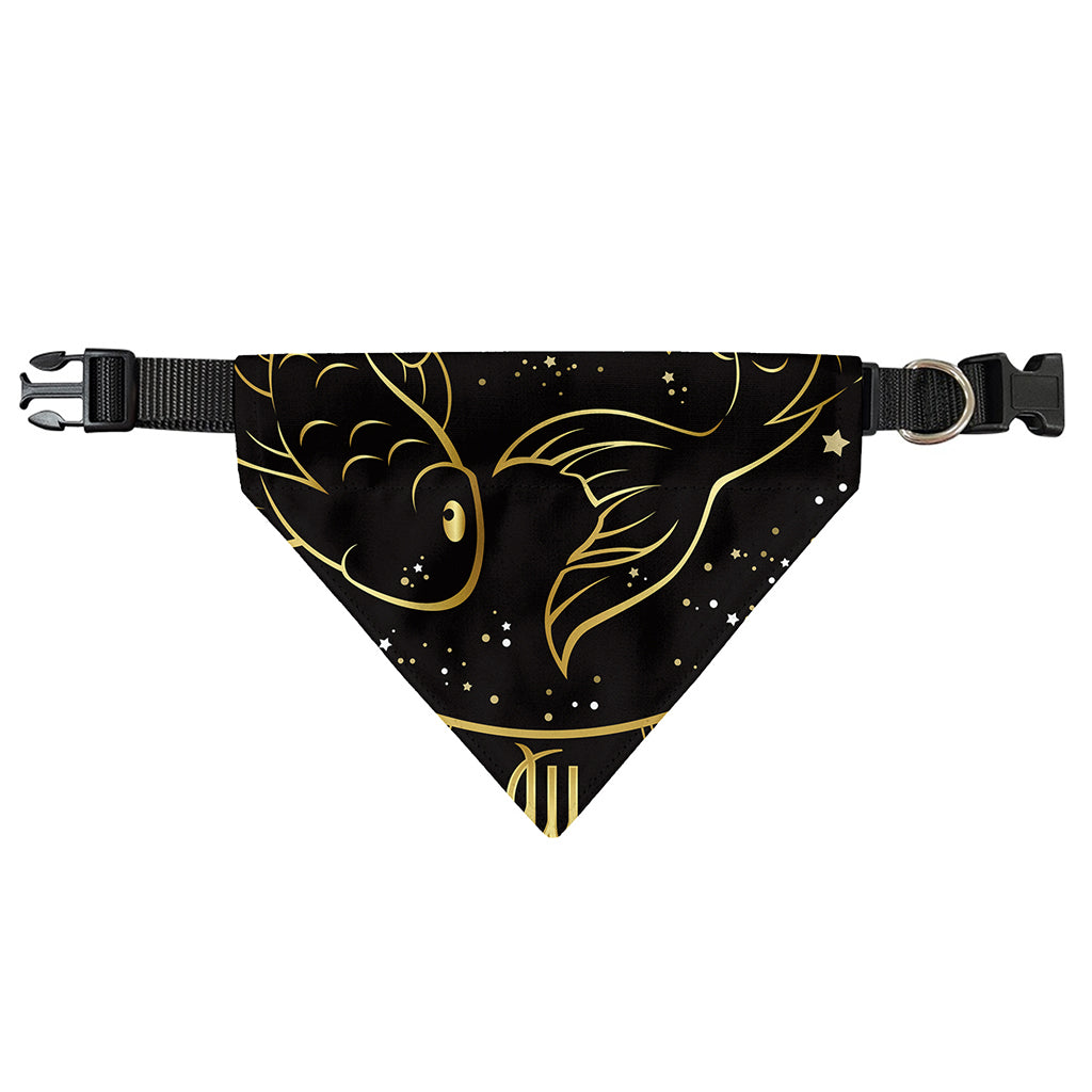 Gold And Black Pisces Sign Print Over The Collar Dog Bandana