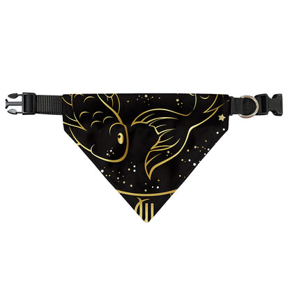 Gold And Black Pisces Sign Print Over The Collar Dog Bandana
