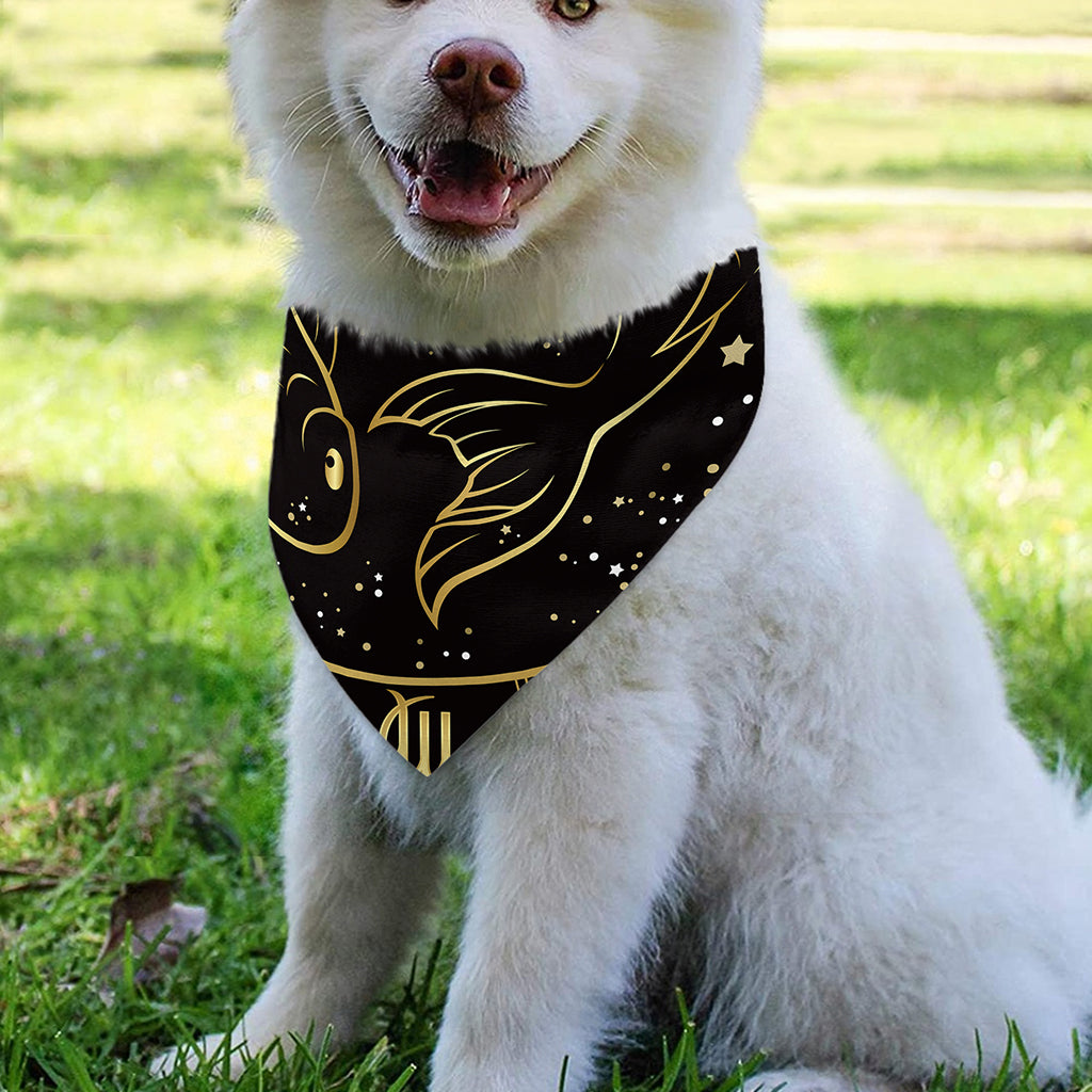 Gold And Black Pisces Sign Print Over The Collar Dog Bandana