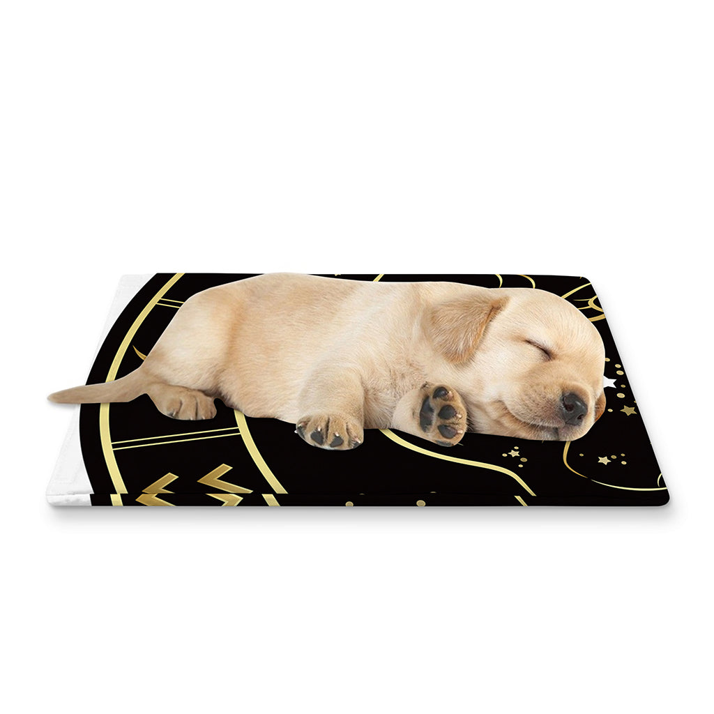 Gold And Black Pisces Sign Print Pet Cooling Mat Cover