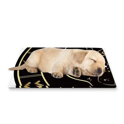 Gold And Black Pisces Sign Print Pet Cooling Mat Cover