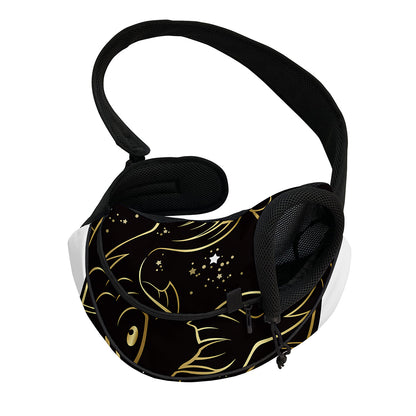 Gold And Black Pisces Sign Print Pet Sling Carrier
