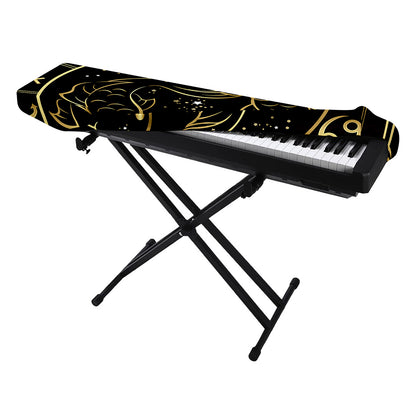 Gold And Black Pisces Sign Print Piano Keyboard Cover