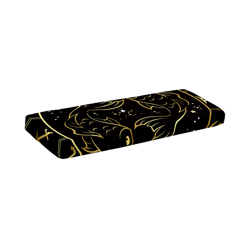 Gold And Black Pisces Sign Print Piano Keyboard Cover