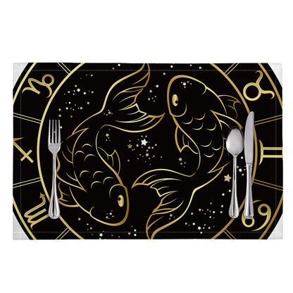 Gold And Black Pisces Sign Print Placemat