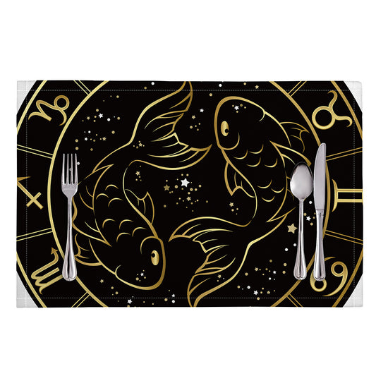 Gold And Black Pisces Sign Print Placemat