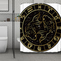 Gold And Black Pisces Sign Print Polyester Shower Curtain