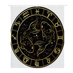 Gold And Black Pisces Sign Print Polyester Shower Curtain