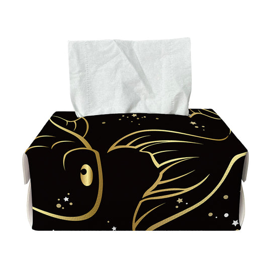 Gold And Black Pisces Sign Print Rectangle Tissue Box Cover