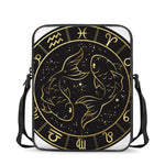 Gold And Black Pisces Sign Print Rectangular Crossbody Bag