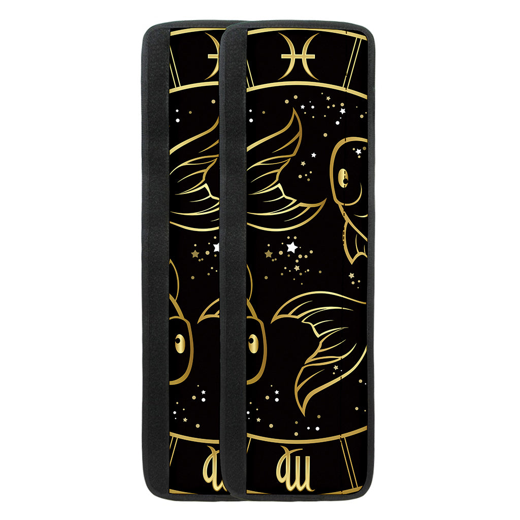 Gold And Black Pisces Sign Print Refrigerator Handle Covers