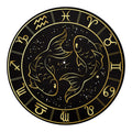 Gold And Black Pisces Sign Print Round Blanket