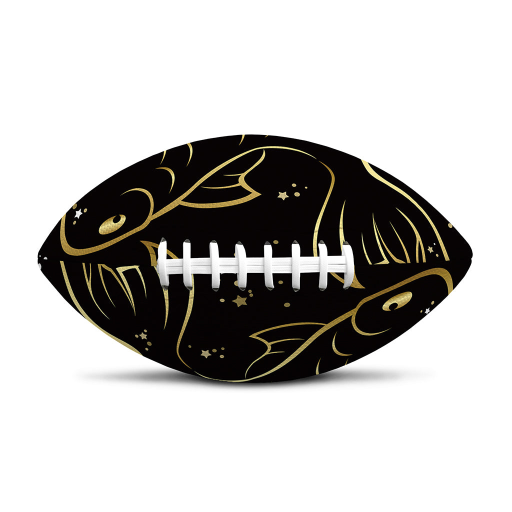 Gold And Black Pisces Sign Print Rugby Ball