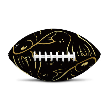 Gold And Black Pisces Sign Print Rugby Ball