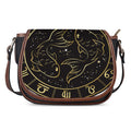 Gold And Black Pisces Sign Print Saddle Bag