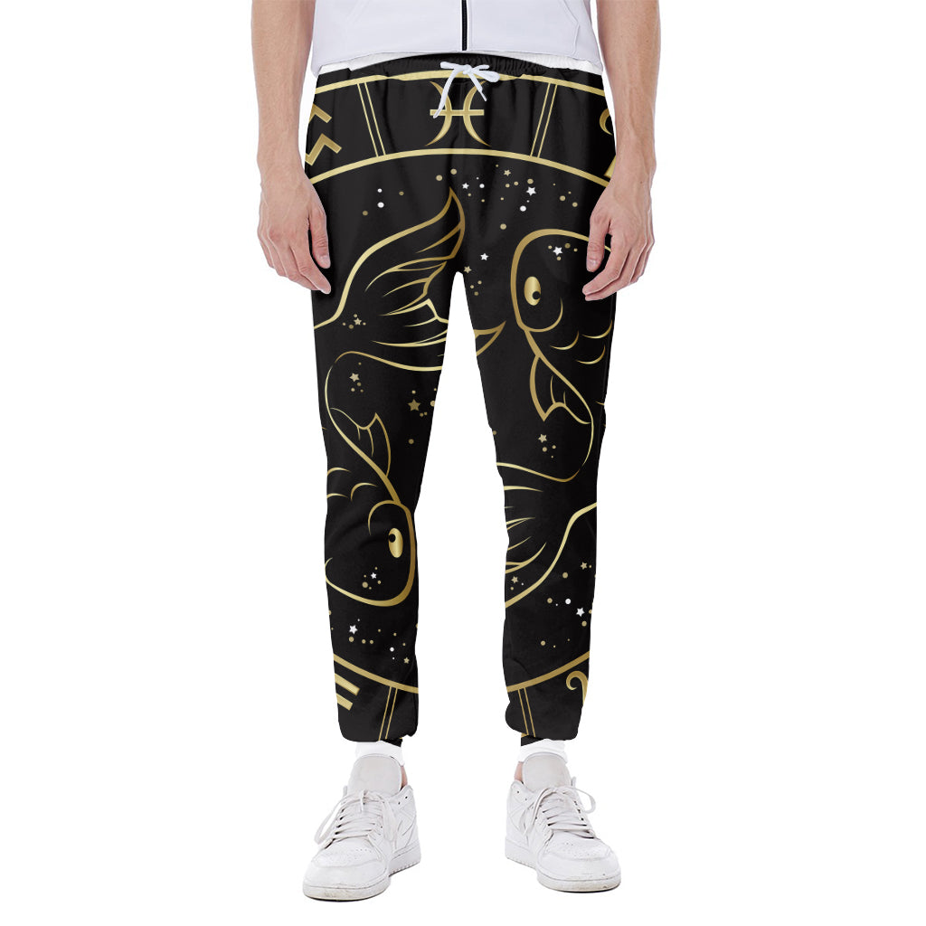 Gold And Black Pisces Sign Print Scuba Joggers