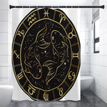 Gold And Black Pisces Sign Print Shower Curtain