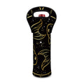 Gold And Black Pisces Sign Print Single Neoprene Wine Tote