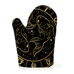 Gold And Black Pisces Sign Print Single Oven Mitt