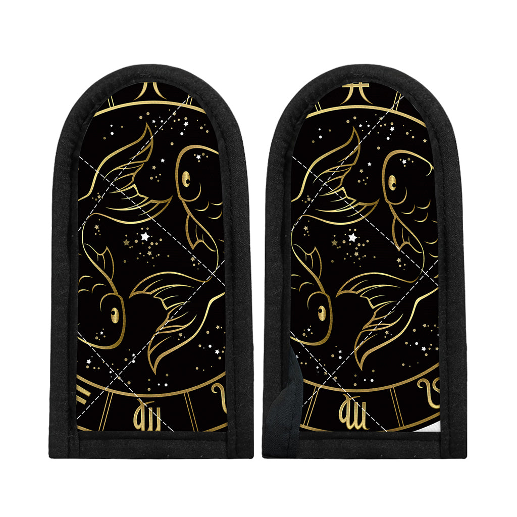 Gold And Black Pisces Sign Print Skillet Handle Cover