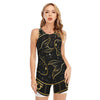 Gold And Black Pisces Sign Print Sleeveless One Piece Swimsuit