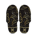 Gold And Black Pisces Sign Print Slippers