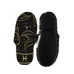 Gold And Black Pisces Sign Print Slippers
