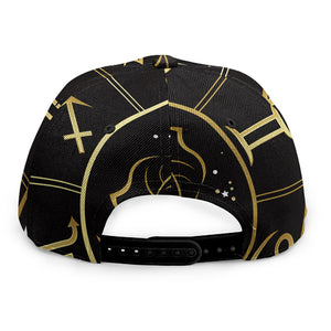 Gold And Black Pisces Sign Print Snapback Cap