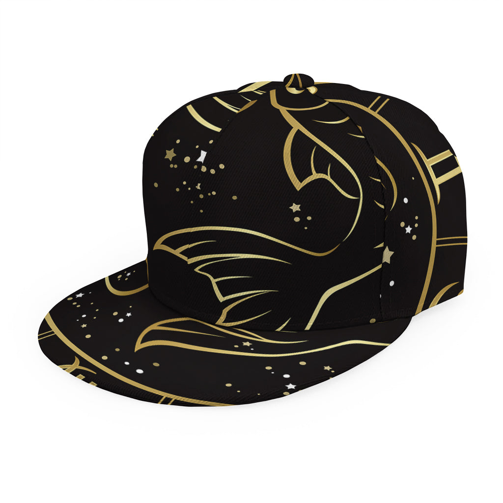 Gold And Black Pisces Sign Print Snapback Cap