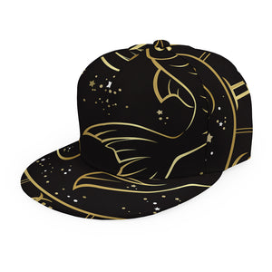 Gold And Black Pisces Sign Print Snapback Cap