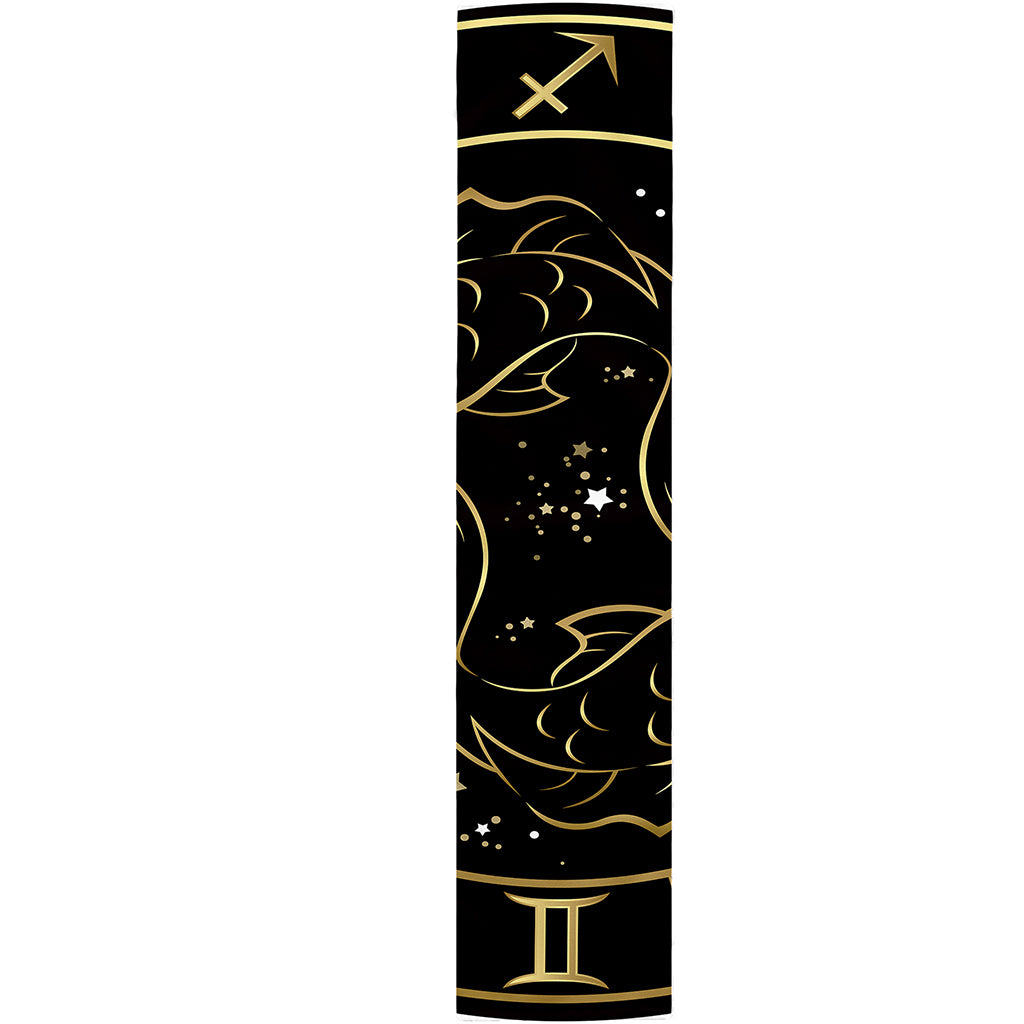 Gold And Black Pisces Sign Print Table Runner