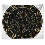 Gold And Black Pisces Sign Print Tapestry