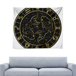 Gold And Black Pisces Sign Print Tapestry