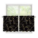 Gold And Black Pisces Sign Print Tier Curtains