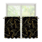 Gold And Black Pisces Sign Print Tier Curtains