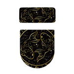Gold And Black Pisces Sign Print Toilet Lid And Tank Cover Set
