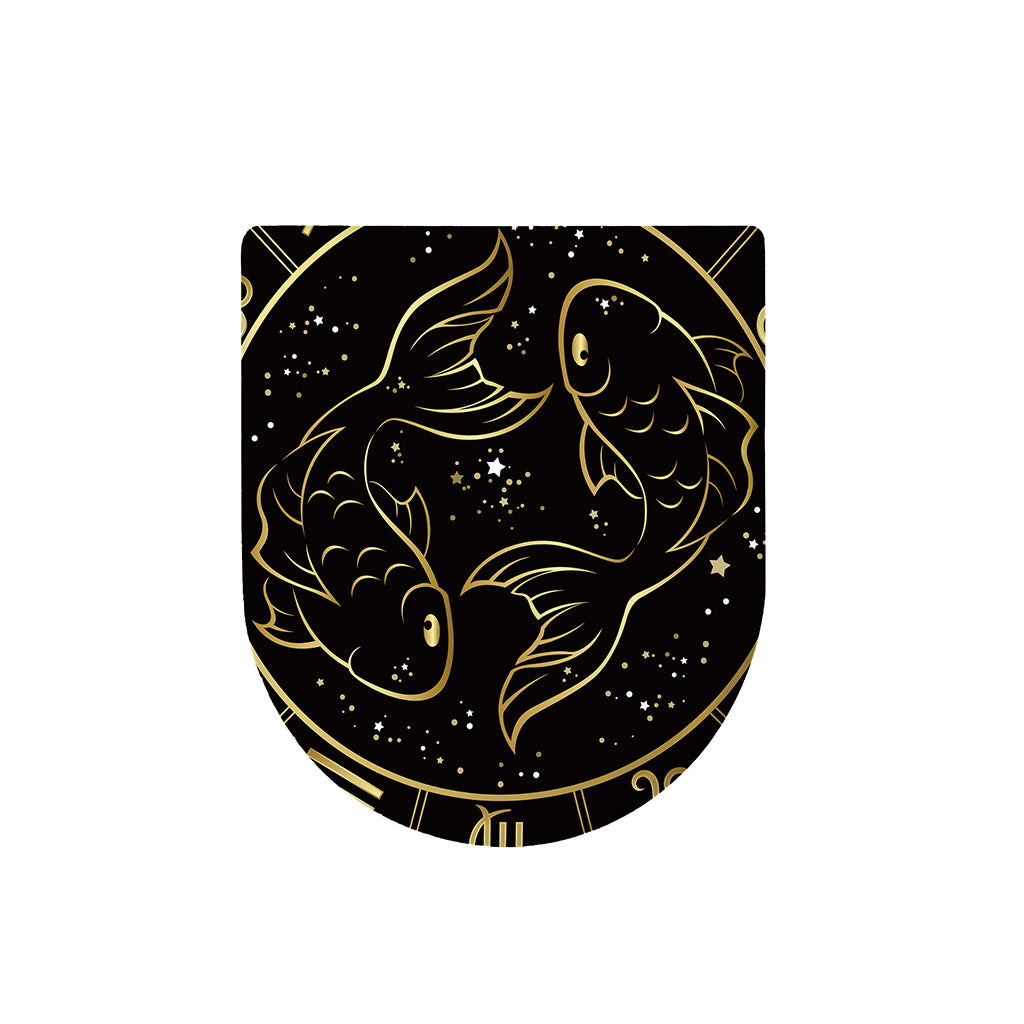 Gold And Black Pisces Sign Print Toilet Lid Cover