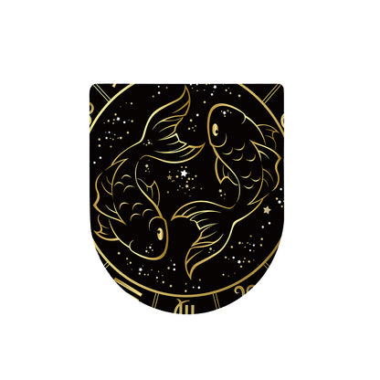 Gold And Black Pisces Sign Print Toilet Lid Cover