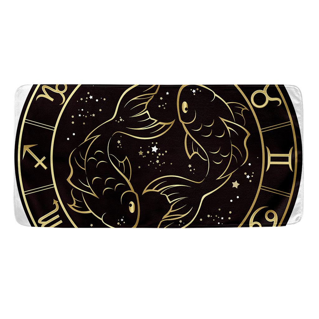 Gold And Black Pisces Sign Print Towel